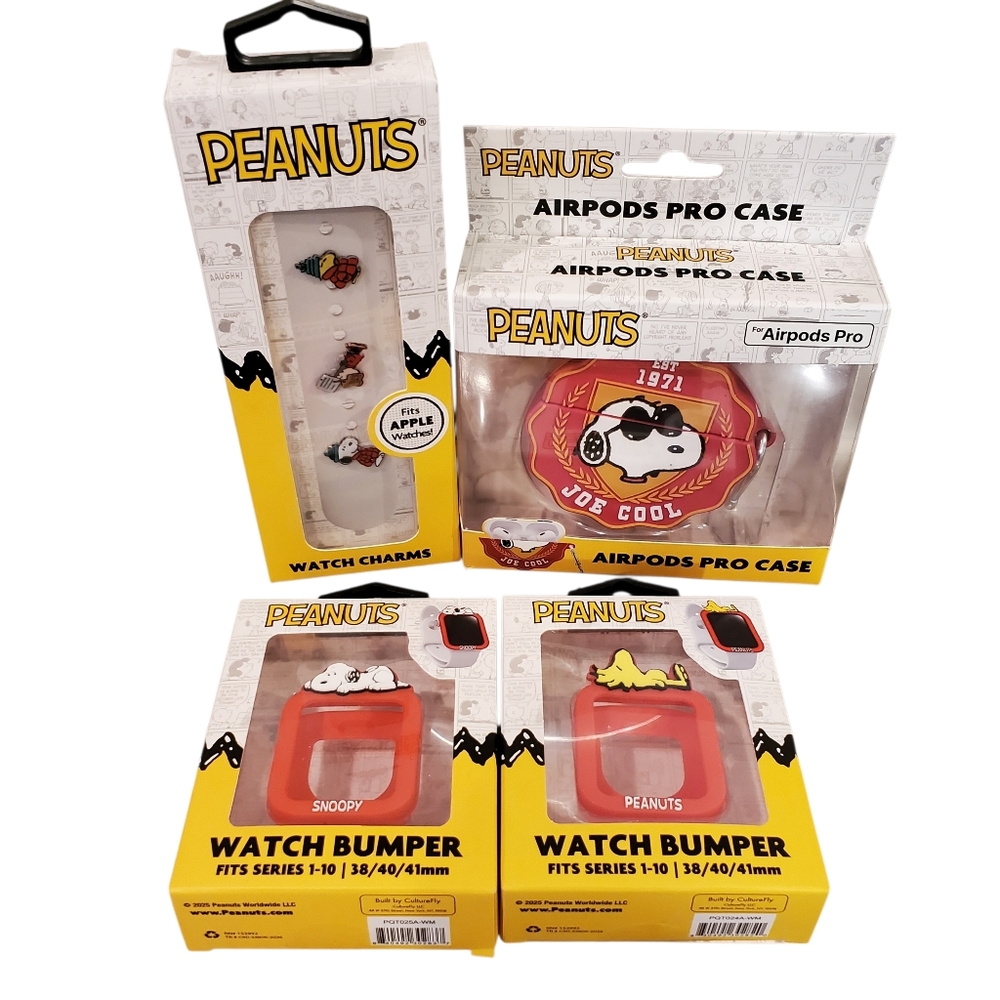 CultureFly Peanuts Snoopy Lot - AirPods Pro Case, Watch Charms, 2 Watch‎ Bumpers